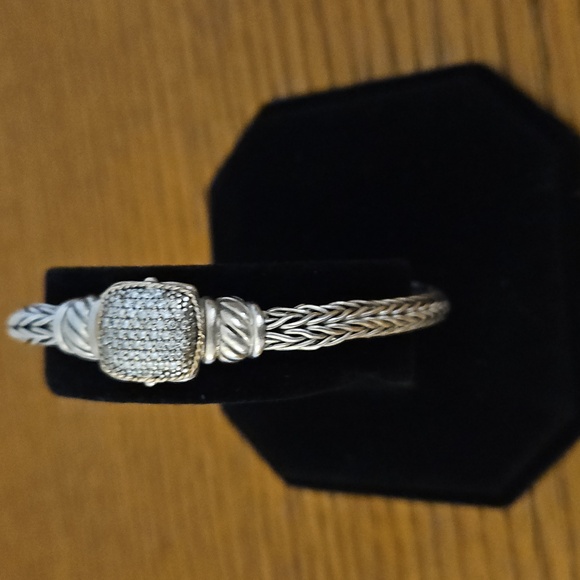 Authentic Effy 925 Silver and 18kt Yellow Gold Diamond Bracelet - Picture 5 of 8